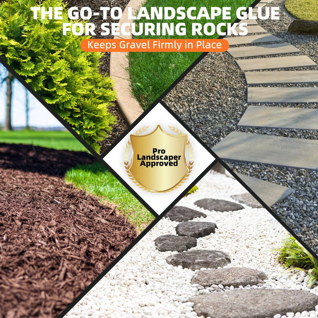 Shabebe Rock Glue for Landscaping 1 Gallon, Ultra-Stick Mulch Bond Gravel Binder & Stone Adhesive, 100% Water-Permeable Pea Gravel Stabilizer, Long-Lasting Rock Glue for Paths, Patios & Borders