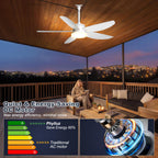 Phylluz Outdoor Ceiling Fan with Lights, 48 Inch Plug in Gazebo Fans with Remote APP Control, Quiet DC Motor, Dimmable 3CCT, Waterproof Hanging Fans for Covered Patios, Porch, White