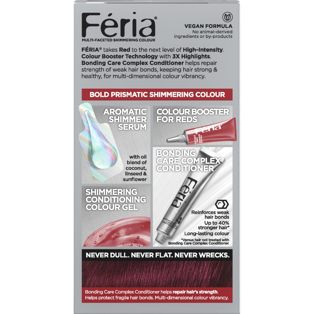 L'Oreal Paris Feria Multi-Faceted Shimmering Permanent Hair Color, R37 Blowout Burgundy (Deep Burgundy), Pack of 1, Hair Dye