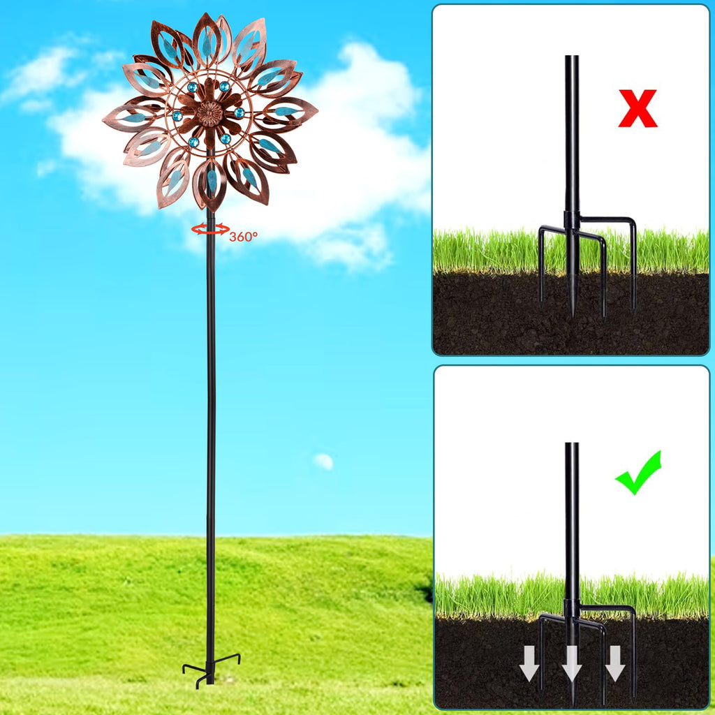 Wind Spinners for Outdoor Yard Decor, 360 Degrees Swivel Outdoor Metal Wind Spinner, 62" Wind Sculptures Garden Decor for Patio Lawn Yard