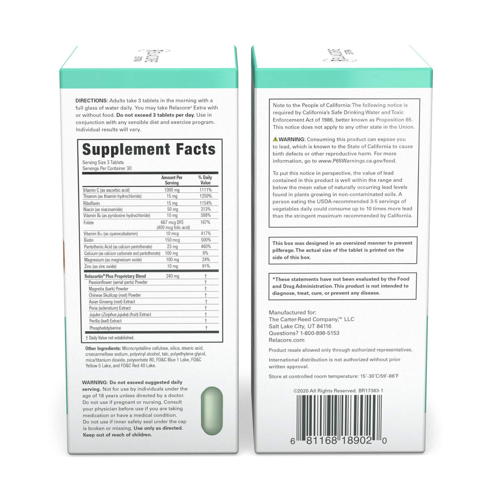 Relacore Extra Maximum Strength - Cortisol Supplements for Women - Reduce Cortisol Related Belly Fat - Stress Relief Supplement - Calm Mind - Improved Mood, 90 Count