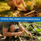 Elegital Kana Hoe 217 Japanese Garden Tool - Hand Hoe/Sickle is Perfect for Weeding and Cultivating. The Blade Edge is Very Sharp. (Beige-007)