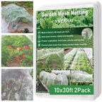 2Pack 10x30ft Garden Netting Mesh Barrier, Ultra Fine Mosquito Net for Patio,Garden Netting for Raised Beds,Fruit Tree Netting for Garden Protection Blueberry Bush Netting Cover