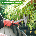 BARAYSTUS Hoe Garden Tool, 2-in-1 Garden Hoe & Weed Rake, 29.5"-57.7" Adjustable Long Handle, Stainless Steel Cultivator for Weeding, Digging, Loosening Soil, Planting & Root Removal