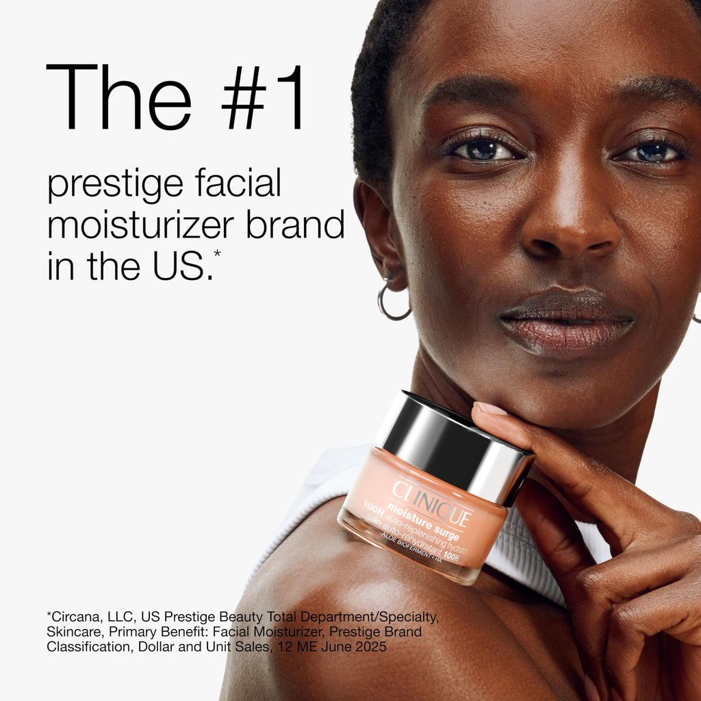 Clinique Moisture Surge 100H Auto-Replenishing Hydrator Oil Free Face Moisturizer | With Hyaluronic Acid, Aloe Bioferment and Vitamins C + E | For All Skin Types | Hydrating + Moisturizing, 1.7 Fl Oz