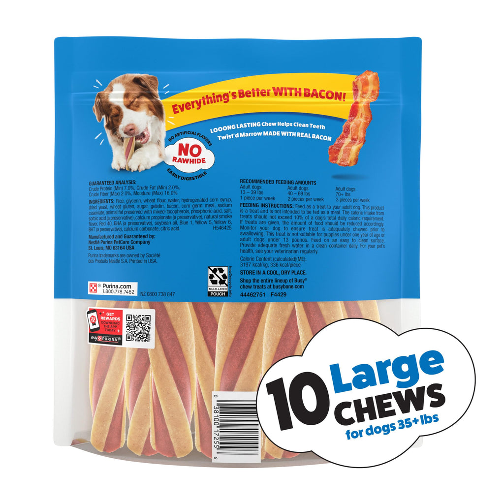 Purina Busy with Beggin Twisted Dog Treats, with Real Bacon, 10 ct Pouch