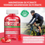 Magnesium Glycinate Gummies 1000mg, High Absorption Sugar Free Magnesium Potassium Supplement for Relaxation, Stress Relief, and Sleep Support for Adults & Kids - 180 Strawberry Gummies