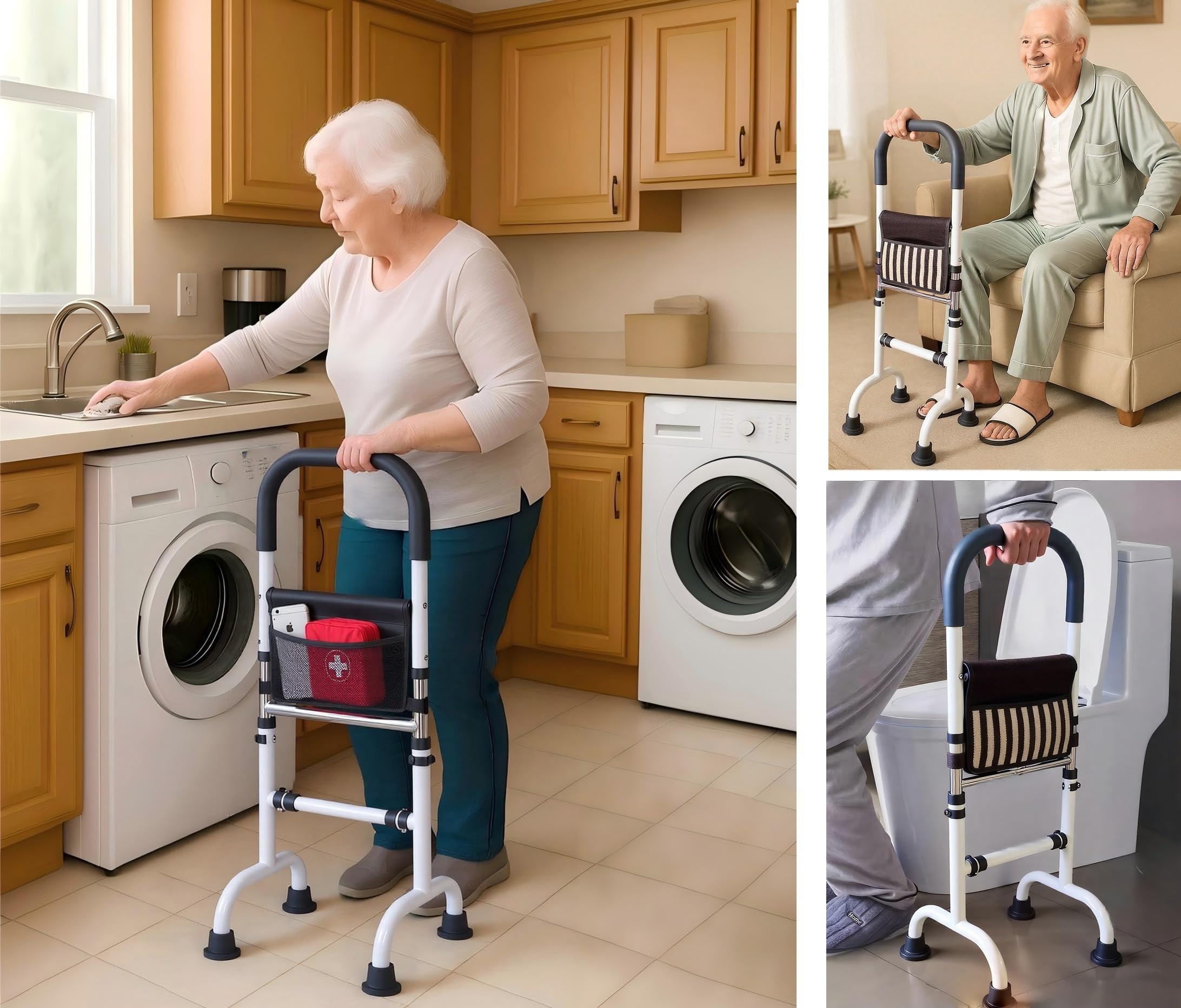 Stand Assist Aid for Elderly; Couch Stand Assist Rail; 4 Prong Canes for Women for Stability; Standing Support for Seniors Tight Spaces; Toilet Safety Rail; Height Adjustable; Weight 5lbs, Bear 350lbs
