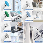 qimedo Electric Spin Scrubber, Rechargeable Handheld Electric Scrubber for Cleaning, Cordless Power Dish Scrubber with 7 Brushes for Bathtub Grout Tile Floor