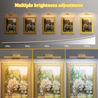13.8'' Battery Operated Picture Light for Wall, 4000mAh Cordless Wall Lamp for Painting Photo Artwork , Remote Control, Magnetic for Easy to Charge,Timers, Display for Gallery Living Room Bedroom Gold
