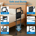 JOYCUDDLE Bed Rails for Elderly Adults Safety - Height Adjustable Bed Assist Rail for Seniors, Stable Bedside Handle with Non-Slip Grip & Pocket, Fits King Queen Full Twin Bed (Black)
