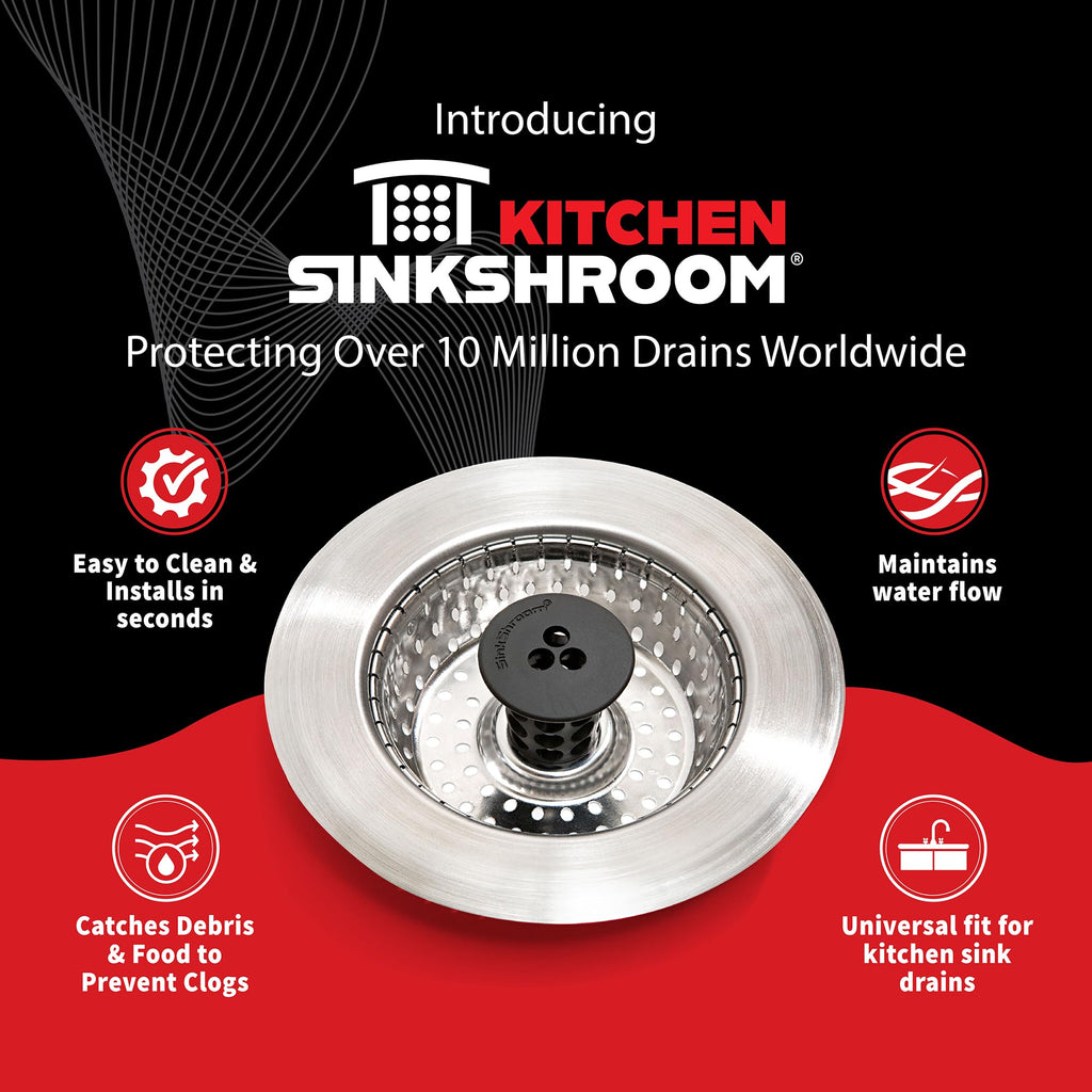 SinkShroom Revolutionary Clog-Free Sink Strainer Basket, 2-Pack, Stainless Steel