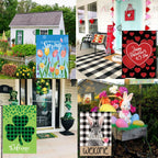 Seasonal Garden Flags Set of 12, Double Sided 12 x 18 Inch Yard Flags