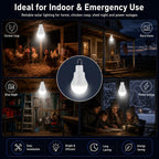 Solar Light Bulbs for Indoor Home and Chicken Coop, Outdoor Waterproof Camping Lamps for Tent, Rechargeable LED Solar Lights for Shed Night, Emergency, 2-Pack