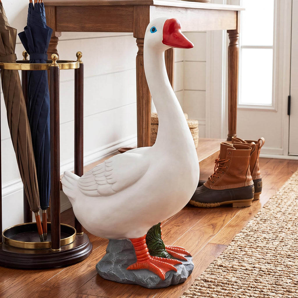 20" Porch Goose Statue Large Garden Resin Goose Decorative Sculpture