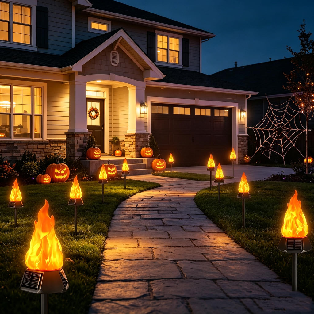 Toodour Solar Halloween Lights Outdoor, 4 Pack Solar Torch Light Waterproof