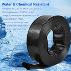Gonioa Pool Backwash Hose 1 1/2 Inch Diameter x 25 Feet - Heavy-Duty PVC Pool Drain Hose, Reinforced Discharge Hose with Clamp for Swimming Pools, Black