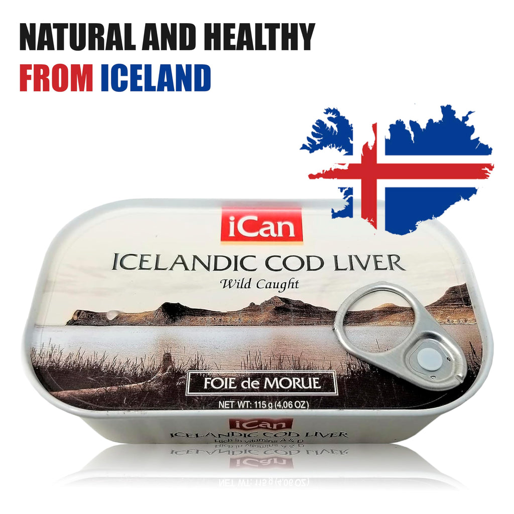 Icelandic Cod Liver Wild Caught (Foie de Morue) 4oz. (PACK OF 12 CANS)