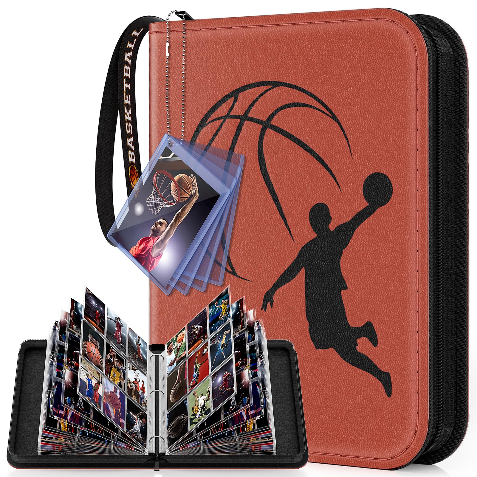 Basketball Card Binder 720 Pocket, Sports Card Binder with Card Display Design, Premium Card Holder with Sports Pattern Wristband Fit for Basketball Cards 2025