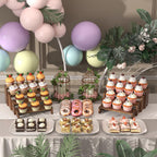 2 Set Wooden Tiered Risers Display Stands for Vendor Events,Stackable Wood Cupcake Display Stand,Farmhouse Decor Wood Dessert Table Display Set,Vendor Booth Display Items,Food Display Risers for Party