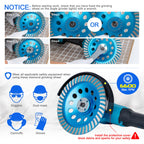 SWIGRANCE Diamond Concrete Grinding Cup Wheels 180mm 7" Turbo Row Segment, Fits 7/8" Arbor, Shaping Polishing Cleaning Concrete Masonry Marble Granite Brick