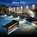 SHONELIGHTING Solar Pool Lights, Poolside Lights for Inground Pool, Ultra-Thin 2-Way LEDs for Edge & Deck, Heavy Duty Stainless Steel Outdoor Waterproof for Swimming (Warm White, 6PK)