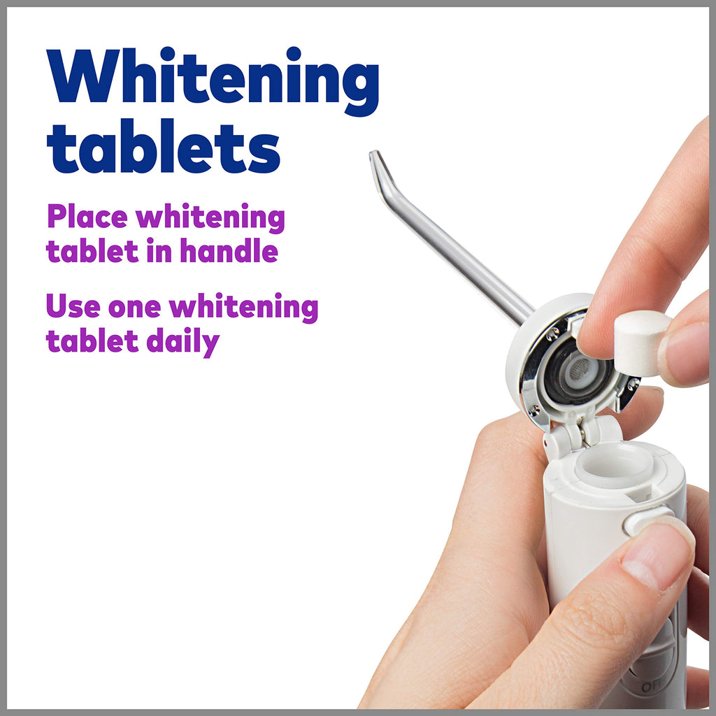 Waterpik Whitening Professional Water Flosser, Electric Power With 10 Settings, 30 Whitening Tablets, Whitens Teeth Gently, White WF-05
