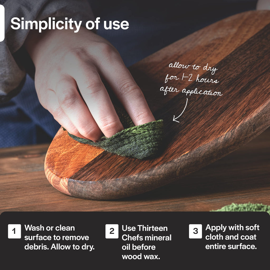 Cutting Board Wax and Conditioner with Food Grade Beeswax - Treat Wood Countertops, Butcher Blocks, Wooden Utensils and Bowls - Made in USA (12oz)