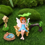 GGSTDDUP 32 PCS Mini Fairy Garden Accessories Kit Miniature Garden Ornaments Included Resin House Statues Tiny Fairies Figurines Animal Plant Set for DIY Terrarium Potted Plants Dollhouse Desk Decor