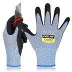 DEX FIT Level 5 Cut Resistant Gloves Cru553, 3D-Comfort Stretchy Fit, Power Grip, Professional Grade, Thin, Touch-Screen Compatible, Durable, Machine Washable; Blue XS (6) 1 Pair