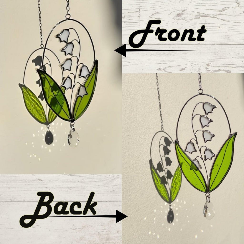Real Stain Glass Decor Birth Flower Suncatcher Lily of The Valley Suncatcher Lily of the Valley Stained Glass Window Hanging Plant Room Decor Hanging Plant Lover Gifts Home Gardening Gifts for Women