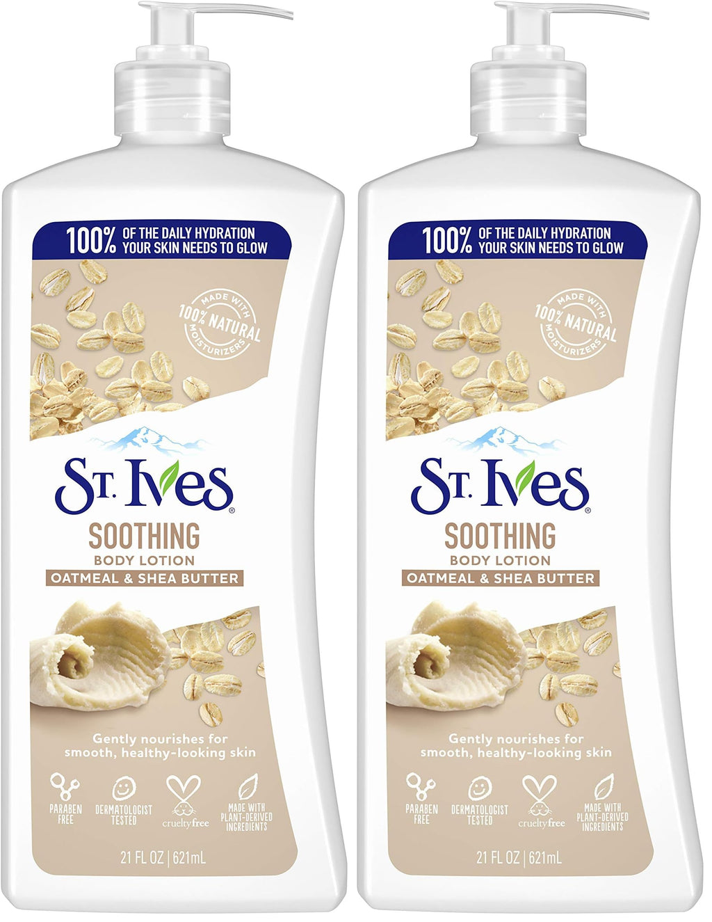 St. Ives Soothing Hand & Body Lotion Moisturizer for Dry Skin Oatmeal & Shea Butter Made with 100% Natural Moisturizers 21 oz (Pack of 2)