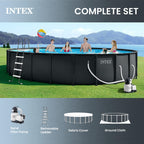 INTEX Ultra XTR 24 ft x 52 in Above Ground Pool Set, Round Swimming Pool with Steel Frame, 2100 GPH Sand Filter Pump, Ladder, Cover, & Ground Cloth