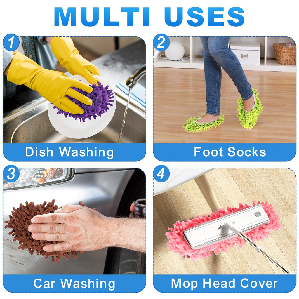 Vowanop Mop Slippers Shoes 10 Pairs (20 Pieces) - Microfiber Cleaning House Mop Slippers, Floor Cleaning Tools Shoe Cover, Soft Machine Washable Reusable Microfiber Foot Socks for House Kitchen Office