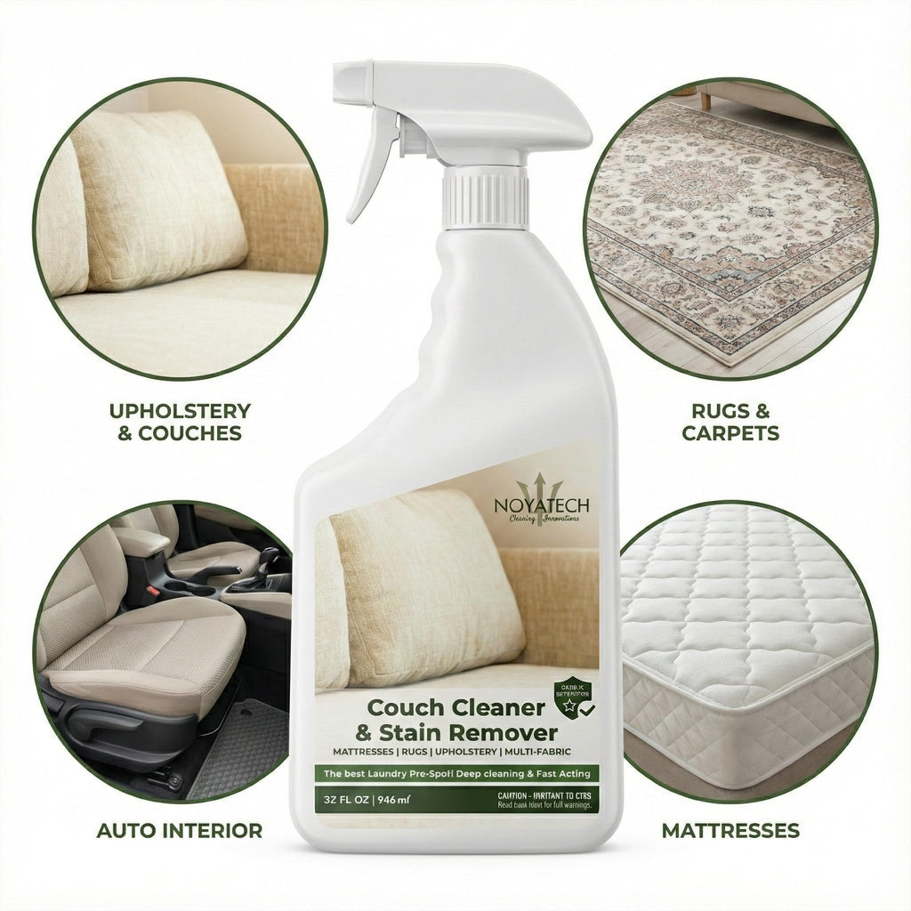 NOYATECH Couch Cleaner and Stain Remover Spray – Professional Strength, Multi-Surface Fabric and Upholstery Cleaner – Pet-Safe, Non-Toxic, Quick-Drying for Couches, Sofas & Car Interiors (combo)