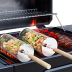 Rolling Grill Basket, Grilling Accessories, Outdoor Camping, Gifts for Men