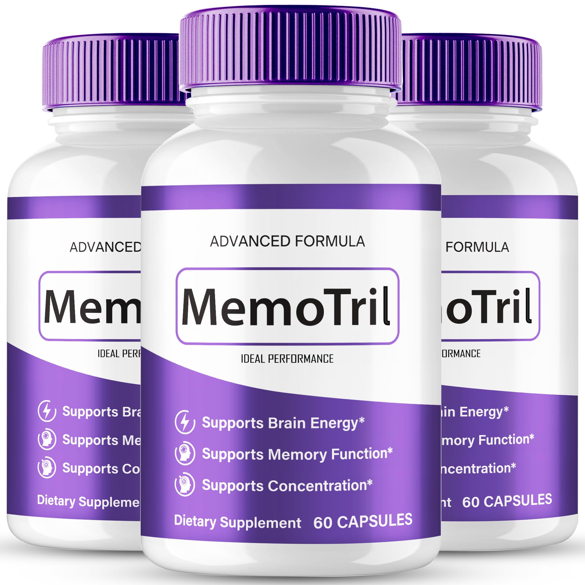 MemoTril Capsulas, Memo Tril Memory Capsules, Official Supplement for Brain Health Support - Maximum Strength, Advanced Formula Nootropic Pills, All Natural Memo Tril Capsules Reviews (3 Pack)