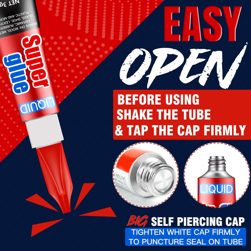 ALECPEA Super Glue, 48 X 3g, Liquid Instant Glue for Metal and Ceramic