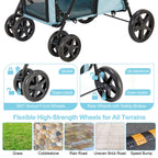 LPOTIUS Double Pet Stroller for Dogs and Cats with 2 Detachable Carrier, Quick-Folding Dog Stroller for Medium Small Dogs Cats, 4 Wheels, Light Blue