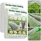 2PCS Insect Netting -10x43FT Fine Mesh Garden Protection Netting for Vegetables Plants Flowers Crops,Row Covers for Raised Bed from Birds Deer Squirrels Barrier Pest