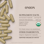 Onion USDA Organic 120 Capsules | High-Potency Natural Supplement | Certified Organic Vegetarian Capsules and Organic Onion (Allium cepa) Dried Bulb (120 Capsules)