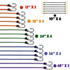 YELIER Bungee Cords with Hooks, Heavy Duty Assorted Set, 22PCS – 12", 18", 24", 36",48", Small Bungee Cords, Tent, Truck, Outdoor (22, 10" 12" 18" 24" 36" 48")
