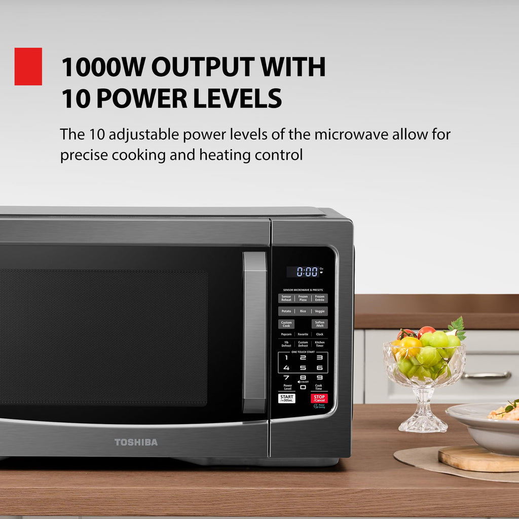 MPP-BS Microwave Oven with Smart Sensor, Easy Clean Interior, ECO Mode and Sound On/Off, 1.2 Cu.ft, Black Stainless Steel