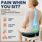 5 STARS UNITED Seat Cushion - Memory Foam for Tailbone Pain Relief - Ergonomic Support for Coccyx, Sciatica & Butt - Wheelchair, Office, Desk & Gaming Chair, Car Seat, Airplane, Black