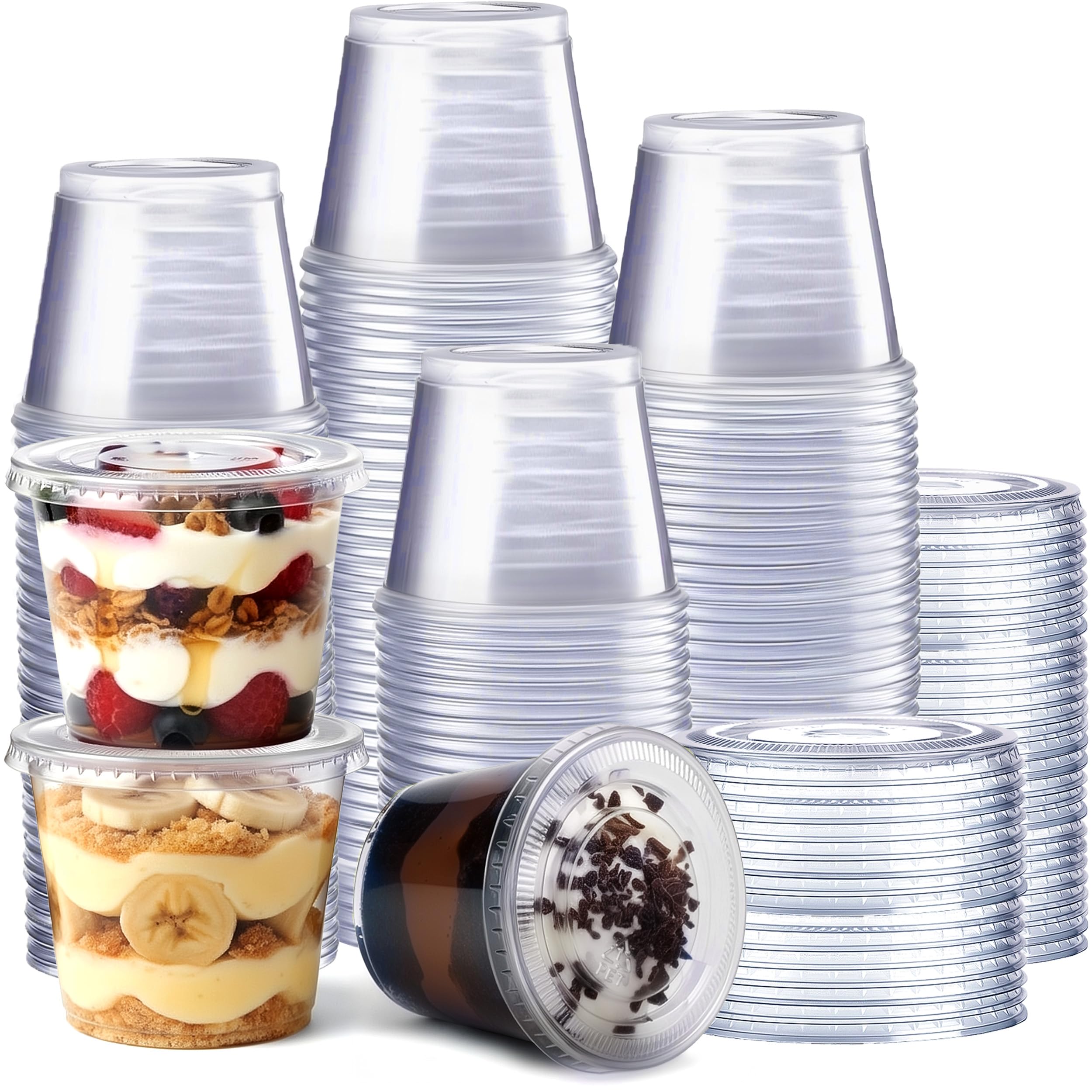 GUSTO 5.5 oz. Plastic Cups with Lids [200 Count] Desserts Containers