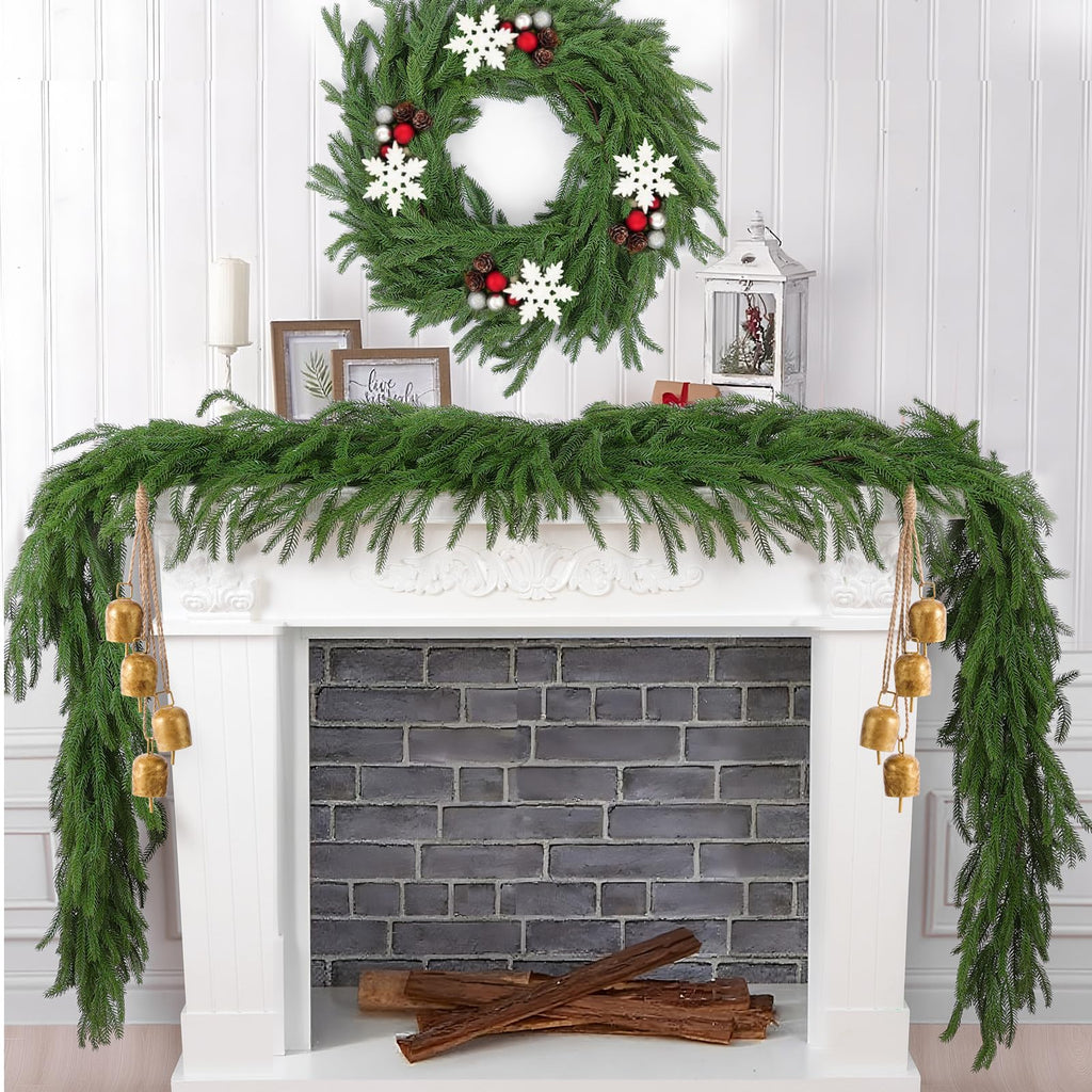 Hananona 2Pcs 6FT Christmas Garlands, Real Touch Norfolk Pine Garland