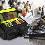 SNIGJAT DJ Bag, Large Capacity DJ Cable Bag with 6 Pockets for Extension Cords, Mics, Pedals, Gig Bag for Musicians, Musician Cable Organizer with Padded Shoulder Strap, DJ Acessories