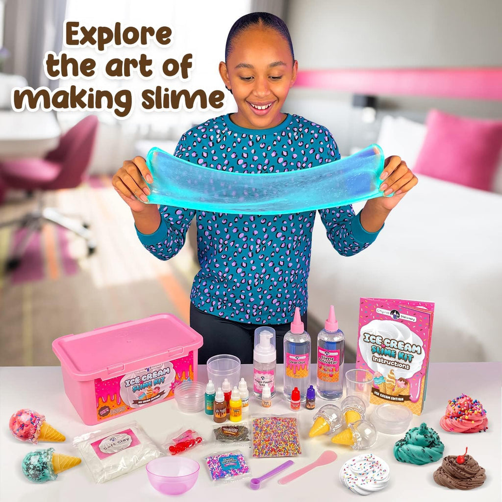 Original Stationery Ice Cream Slime Kit for Girls Toys, DIY Cherry-Scented Slime Making Set with 31 Pieces, Fun Arts and Crafts for Kids Ages 8-12, Birthday Gift
