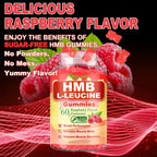 Flyrocer 2 Pack HMB and L-Leucine Gummies, HMB and Leucine for Muscle Growth, Muscle Relief, for Men & Women, Vegan, Sugar-Free, Raspberry Flavor, 120 Count