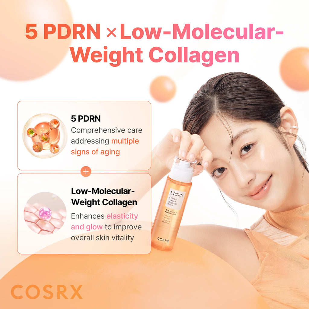 COSRX 5 PDRN Collagen Intense Vitalizing Serum - Korean Serum for Skin Firming & Glowing with Salmon DNA, Centella, Lactobacillus PDRN & Collagen, Korean Skin Care (3.38 fl.oz.)